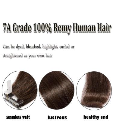 Silk-Co Tape Extensions | 40cm Remy Real Hair | Dark Brown | 20 Pieces 4cm Wide 2.5g Each - Buy Online on GoSupps.com