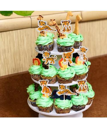 Tiger Cupcake Topper Wild Tiger Animal Dessert Cake Topper - Wildlife Zoo Theme Party Decorations - 18PCS - Buy Online on GoSupps.com