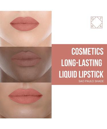 Ofra Cosmetics Sao Paulo Long Lasting Liquid Lipstick - Lightweight Velvet Matte Neutral Peach Nude - Vegan Formula with Antioxidants - 8g Tube - Buy Online on GoSupps.com
