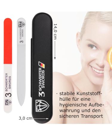 THREE SWORDS Glass Nail File - Double-Sided Washable & Includes Nail Polisher | International Shipping - Buy Online on GoSupps.com