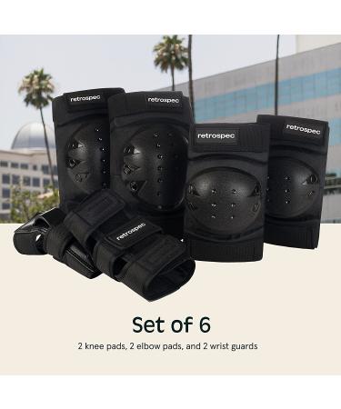 Retrospec Knee Pads, Elbow Pads & Wrist Guards - Multi Sport Protective Gear Set for Men, Women & Kids - Skateboarding, Roller Skating, BMX & Scooter - Adult Size (14+), Black - Buy Online on GoSupps.com