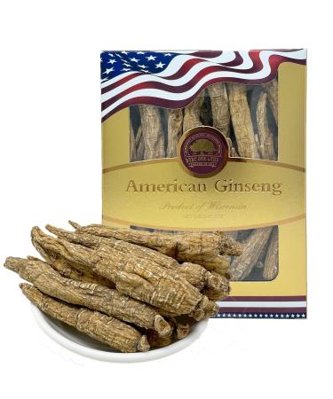 DABC OAK LAND 4OZ 113gm/box Hand-Selected American Wisconsin Farmed Ginseng Root | Long Large Branch |Cultivated American Wisconsin Ginseng WI 110#L Box (4OZ 113g/Box)