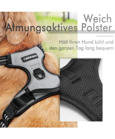 Rabbitgoo Adjustable No-Pull Dog Harness for Medium Dogs - Breathable Control Vest with Reflective Stripes - Safe Gray Harness for Large Dogs - 1 Pack - Buy Online on GoSupps.com