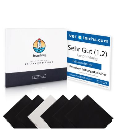 Frambay 6 -Set glasses cleaning cloth microfiber in optician quality I glasses cleaning cloths for glasses cell phone and camera I glasses cleaning towels - 18x15cm i glasses cleaning cloth Microfiber