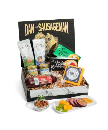 Dan the Sausageman's Yukon Gourmet Gift Basket -Featuring Dan's Original Sausage, 100% Wisconsin Cheese, Almonds, and Dan's Sweet Hot Mustard Easy Gift for Anyone