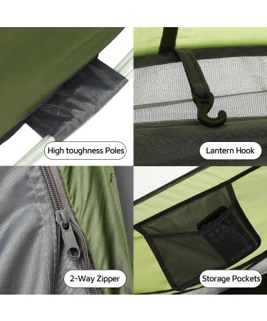 4 Person Waterproof Easy Pop Up Tent | Automatic Setup | 2 Doors | Instant Family Tents for Camping & Hiking - Green - Buy Online on GoSupps.com