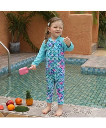 weVSwe Baby Toddler Boy Swimsuit UPF 50+ Sun Protection Rash Guard Swimwear | Green Fish Scales | 0-3 Years - Buy Online on GoSupps.com