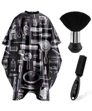 NICEMOVIC Hair Cutting Barber Cape with Neck Duster Brush and Barber Brush Professional Barber Accessories Cleaning Supplies for Salon Haircut Styling