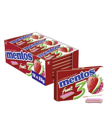 Mentos chewing gum fruity fresh strawberry - green apple - raspberry sugar -free chewing gum dragees with fruit taste 12 x 33 g) - Buy Online on GoSupps.com