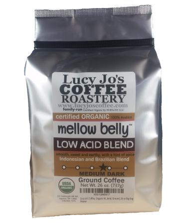 Lucy Jo's Coffee, Organic Mellow Belly Low Acid Blend, Ground, 11 oz (26 OZ) 1.62 Pound (Pack of 1)