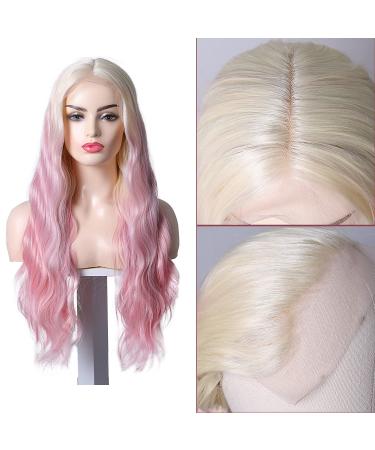 Pink Ombre Lace Front Wig 22 Body Wave Natural Hairline HD Transparent Lace - Heat Resistant Kanekalon Futura Fiber - 22 Long - Buy Online on GoSupps.com