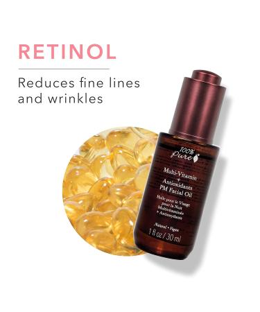 100% Pure Multi-Vitamin + Antioxidants PM Facial Oil | Anti-Aging Night Moisturizer with Retinol & Vitamin C | Natural Anti-Wrinkle Skin Care | 1 Fl Oz - Buy Online on GoSupps.com