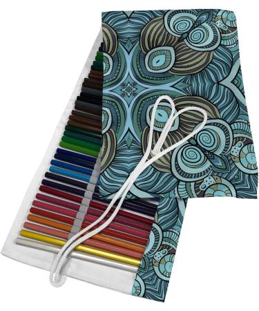 ABAKUHAUS etnico Roll Up Pencil Case Aqua Color Palette Hippie Durable & Portable Pencil Organizer 48 Holes Multicolor - Buy Online on GoSupps.com