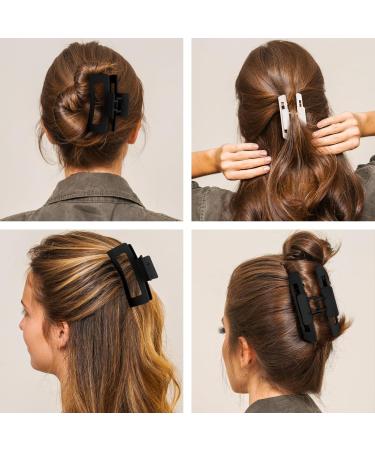 Buy Wllhyf Quadratical Claw Clips - 2 Pc 8.5 cm Matt Slip-Resistant Hair Clips for Women | Fashionable Hold for All Hair Types | White & Black - Buy Online on GoSupps.com