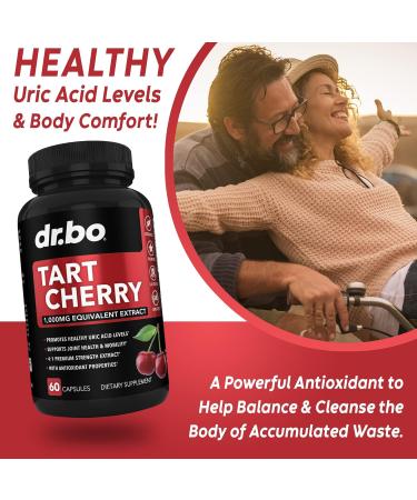 Tart Cherry Extract Capsules Uric Acid Flush Antioxidant Support & Rest | Ultra Pure Tart Cherry Vitamins Supplement - Buy Online on GoSupps.com