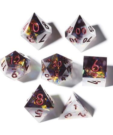Mini Planet Handmade Sharp Edged DND Dice Set for TTRPG D&D - Polyhedral Dice Critical Role Goblin Glitter RPG Resin Hoard Dark Knight - Buy Online on GoSupps.com
