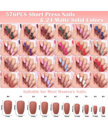 30 Pack Matte Press on Nails Medium Length Kit - Coffin & Square False Nails with Nail Glue, Art Stickers, Rhinestones - For Girls & Women - Buy Online on GoSupps.com