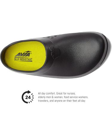 Avia Flame Slip Resistant Clogs for Women - Black, Size 8 | Slip On Work Shoes for Food Service, Garden, Nursing | Non-Slip - Buy Online on GoSupps.com