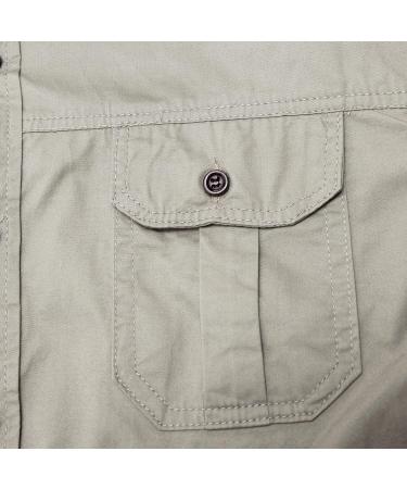 Men's Military Short Sleeve Cargo Shirt - Khaki Large | Slim Fit Tactical Dress Shirt with Pockets - Buy Online on GoSupps.com