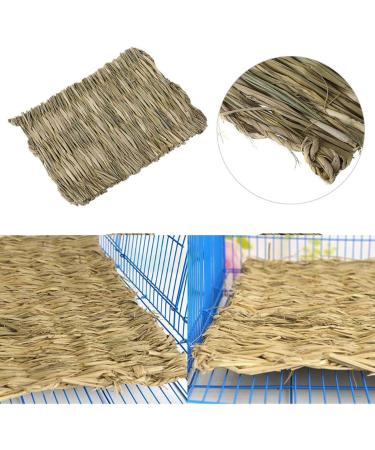 12 Pack Woven Grass Mat Rabbit Natural Straw Woven Bed Mat Woven Hay Rabbit Bedding Cage Liner Chewable Beds Resting Mats Toys for Guinea Bunny Hamster 11x8 Inch - Buy Online on GoSupps.com