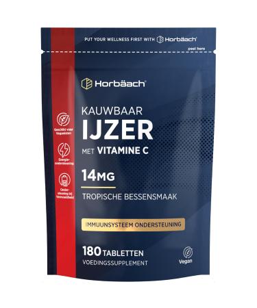 Horbaach Iron and Vitamin C 180 Chewable Tablets Iron 14mg and Vitamin C 80mg Supplement 2 Months Delivery Horbach