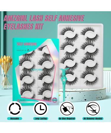 Self Adhesive Eyelashes No Glue Needed Lash Clusters 8 Pairs Reusable Adhesive Eyelashes Waterproof Wispy Lashes with Tweezer for Lash Extension at Home by AMZGlRL(Pudding D-mix 12-17mm) D-Mix 12-17mm 8Pairs|Pudding|12-17mm - Buy Online on GoSupps.com