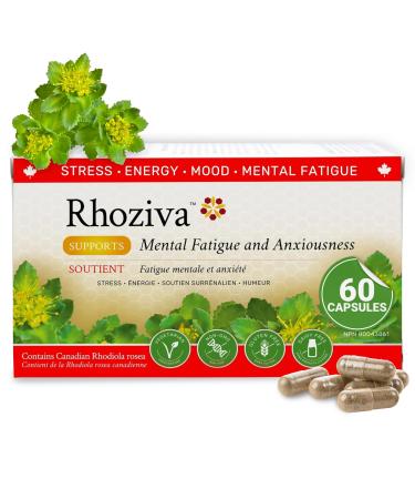 Rhoziva Rhodiola Rosea Supplement. Supports Mental Energy Focus & Memory. Stress relief. Gluten Free Non-Gmo. 60 Capsules. 60 count (Pack of 1)