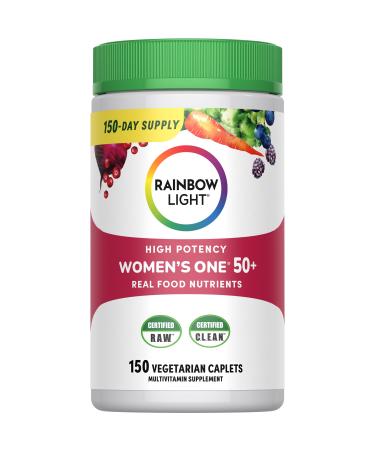 Rainbow Light Multivitamin for Women 50+ Vitamin C D & Zinc Probiotics Women s One 50+ Multivitamin Provides High Potency Immune Support Non-GMO Vegetarian 150 Tablets 150 Count (Pack of 1)