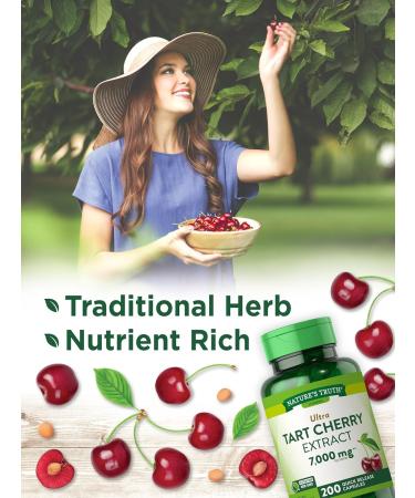 Nature's Truth Tart Cherry Extract Capsules 7000mg - 200 Count | Non-GMO & Gluten Free Dietary Supplement - Boost Wellness & Joint Health - Buy Online on GoSupps.com