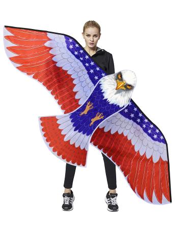 HONBO Huge Patriotic Eagle Kites for Adults and Kids,Easy to Fly for Beach Trip, Outdoor Activities-Wingspan 73-200ft Line with Swivel-Bonus Durable Polyester Bag