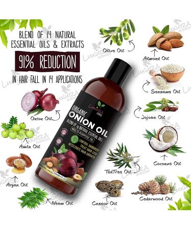 Luxura Sciences Onion Hair Oil - 100% Pure & Natural | 14 Essential Oils | 250ml - Boost Hair Growth & Nourishment - Buy Online on GoSupps.com