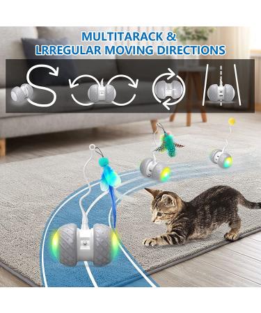Titipet Interactive Robotic Cat Toy - Auto Rechargeable Feather/Bird/Mouse Toy for Indoor Cats/Kittens - 360 Degree Self Rotating Ball - Buy Online on GoSupps.com
