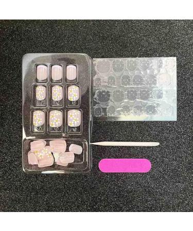 Wedity 24 Pieces Daisy Nail Stickers French Small Flower Fake Nail Stickers Rhinestone Glitter Press Fake Nails Artificial Nails for Women and Girls (A) - Buy Online on GoSupps.com