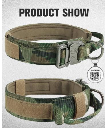Joyal Tactical Dog Collar - Medium-Sized Camouflage Dog Collar with Handle & QR Code for Secure Pet Identification - Buy Online on GoSupps.com