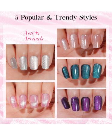 Cat Eye Press on Nails - 120Pcs Short Styles | Jofay Fashion Glitter Galaxy Designs | Salon-Like Artificial Acrylic Nails for Women - Buy Online on GoSupps.com