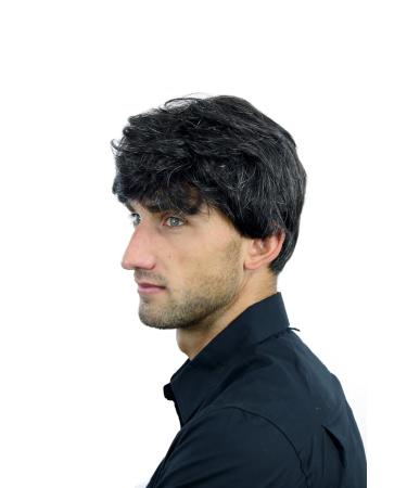 WIG ME UP Short Wavy Men's Wig - Thick Dark Brown with Grey Highlights CM-195-3+613 | International Shipping Available - Buy Online on GoSupps.com