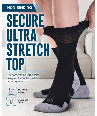 Shop Doctor's Select Bamboo Viscose Diabetic Socks for Men | 3 Pairs Crew Neuropathy Socks | Large Black Men's Diabetic Socks - Comfort & Style - Buy Online on GoSupps.com