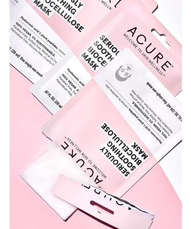Acure Seriously Soothing Biocellulose Gel Mask | 100% Vegan | Hyaluronic Acid & Plant Peptides | Soothes & Hydrates | Single Use Mask - Buy Online on GoSupps.com