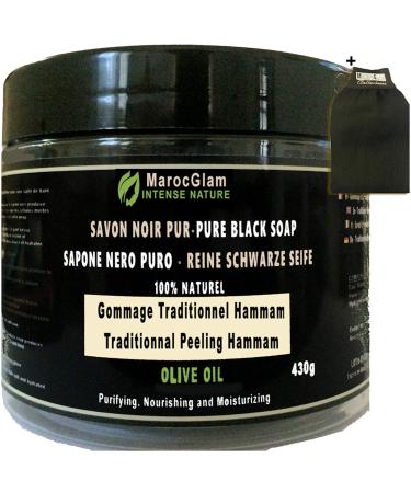 Savon Noir Gommage 470g + Gant Kessa OFFERT l'huile d'olive 100% NATUREL HAMMAM ET SPA TRADITIONNEL 100% PUR l'huile d'olive - de la marque MAROC GLAM