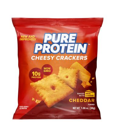 Pure Protein Cheesy Crackers Cheddar High Protein Snack 10G Protein 1.06 Oz (Pack of 12) Cheddar Cheese 1.06 Ounce (Pack of 12)