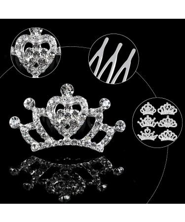 Silver Princess Crown Comb Set - 18 Pcs Tiara Headband for Girls | Rhinestone Hair Accessories for Birthday Party & Photography | Perfect Young Teens Gifts - Buy Online on GoSupps.com