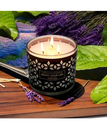 Lavender and Wood 3 Wick 14 oz Soy Wax Candle with Essential Oils - Home Fragrance Gift Set for Her - Up to 75 Hours of Aromatherapy - Buy Online on GoSupps.com