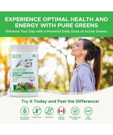 Active Green Pro - Greens Powder 14 Superfoods - Perfect for Smoothies - Antioxidants Fiber Vitamins & Minerals - Detox Your Body and Improve Health and Mood Unflavoured Unflavored - Buy Online on GoSupps.com
