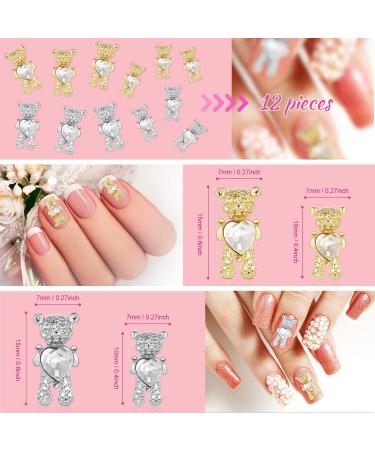 12 Pieces 3D Bear Nail Charms | Cute Alloy Rhinestones for Nail Art | DIY Decorations for Women & Girls - Buy Online on GoSupps.com