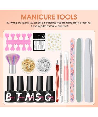 COSCELIA Gel Nail Polish Kit with U V Light Nude Pink Yellow Green Gel Nail Polish Set with Matte/Glossy/Silver/Golden Glitter Top Coat Base Coat Nail Art Foil Flakes Manicure Tools Gifts for Women 7107 - Buy Online on GoSupps.com