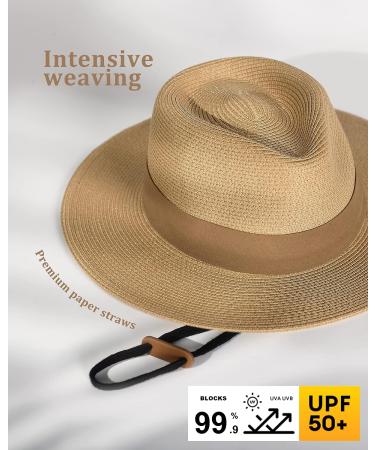 FURTALK Panama Hat Sun Hats for Women Men Wide Brim Fedora Straw Beach Hat UV UPF 50 Brown M/L - Buy Online on GoSupps.com
