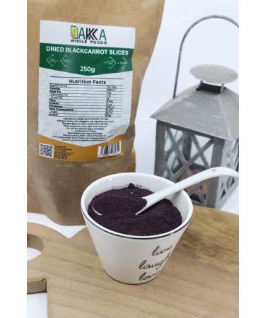 AKKA Whole Foods | Premium Oven Dried Black Carrot Powder | Vegan Friendly | Natural Healthy Snack | No Added Sugar | 250g Pack