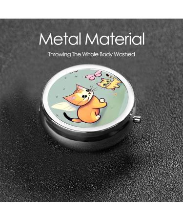 Kitten Butterfly Round Pill Box | 3 Compartment Portable Travel Organizer | Ideal for Travel & Everyday Use - Buy Online on GoSupps.com