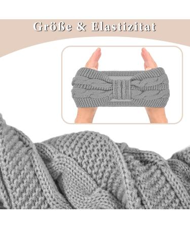 Hoowa Women's Winter Headband - Fleece Knit Ear Warmer 2pcs Elastic Hair Bands in Beige & Gray - Buy Online on GoSupps.com
