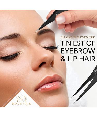 Precision Fine Point Tweezers â€“ Stainless Steel for Splinters, Ticks, Facial Hair | Majestic Bombay Black - Buy Online on GoSupps.com